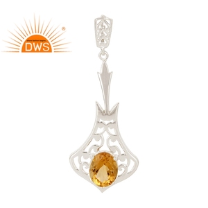 Pendentif en pierre Citrine véritable pour la création de bijoux, argent Sterling 100% véritable, création de styliste, offre spéciale, 925 - Product Image 1