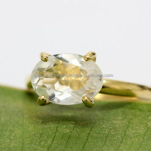<b>Crystal</b> Quartz Gemstone <b>ring</b> in 925 Sterling Silver Beautiful handmade Gold Plated Fashion Unique Jewelry - Product Image 2