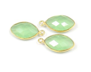 Belle Marquise Forme Prehnite Calcédoine Gemme Double Bail Facettes Lunette Connecteur Sterling Bijoux Résultats Composants - Product Image 4