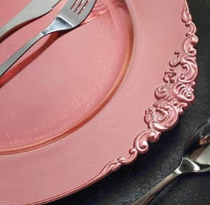 Assiette ronde en métal Unique et tendance, utilisée pour la vaisselle, couleur rose, Design moderne - Product Image 2