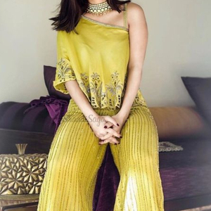 2021 nouveau concepteur belle séquence broderie haut main Zardozi travail Plazo robe dentelle décoration avec boutons fête utilisation quotidienne - Product Image 1