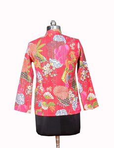 Kantha เสื้อเบลเซอร์ Kantha ผ้าห่มวินเทจสำหรับผู้หญิง,เสื้อแจ็คเก็ตโอเวอร์โค้ทผู้หญิงสไตล์พื้นเมืองเสื้อแจ็กเก็ตแขนเสื้อกลับด้านได้ - Product Image 5