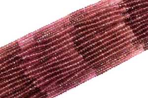 14 "ยาว1สาระธรรมชาติสีชมพูทัวร์มาลีนเพชรพลอยเหลี่ยมทำ Rondelle ลูกปัดทำเครื่องประดับสร้อยคอทำด้วยมือ - Product Image 2