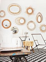 Miroir d'apparence moderne en rotin et osier, Style traditionnel et moderne, meubles d'intérieur de maison