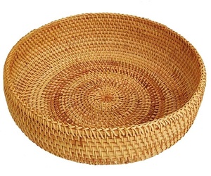 Rattan Decorative Tray for Coffee Table Round Woven Ottoman Serving Trays Decorative Kitchen Natural Rattan Storage Basket