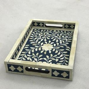 Bandeja de Servir Mini Moderna con Incrustaciones de Hueso Azul de la Mejor Calidad de la India, Tamaño Personalizado, Incrustaciones de Madreperla, Ligera y Decorativa - Product Image 4