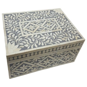 Best 2023 Inlay Bone <b>Box</b> <b>Grey</b> White Bone Decorative Jewelry <b>Box</b> Resin Leaf Design Carved Bone Inlay Jewelry <b>Box</b> - Product Image 1