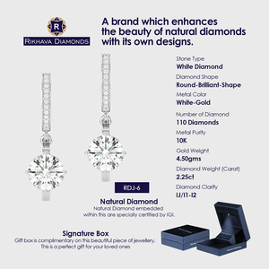 Pendientes elegantes de diamantes de oro blanco de 10 quilates para mujer Diamantes reales en oferta Puro y elegante - Product Image 4