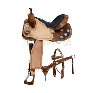 Venta de fábrica logotipo personalizado impreso Super suave impermeable occidental sintético caballo sillín conjunto para montar a caballo - Product Image 1