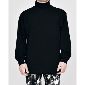 Camiseta de manga larga con dobladillo para hombre, camiseta personalizada con cuello redondo, camiseta negra con cuello - Product Image 4