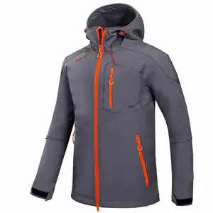 Серый Открытый Отдых на природе индивидуальные мужские спортивные куртки из водонепроницаемого материала мягкой оболочки куртка с капюшоном