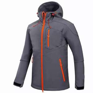 Veste de sport grise pour camping en plein air personnalisée pour hommes, imperméable, coupe-vent et écologique avec capuche - Product Image 1