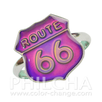Anillo de estado de ánimo activado por temperatura con bisel de aleación de estaño estilo Route 66, nuevo modelo Philcha A1172, tamaño ajustable, unisex, para fiestas infantiles