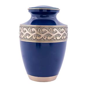 Urna funeraria de Metal de calidad superior tallada a mano azul elegante urnas de recuerdo de cremación decorativas de primera calidad urnas de cenizas hechas a mano - Product Image 1