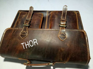 Sac à main en cuir pour médecin, porte-documents médical, sac à main Vintage marron pour ordinateur portable - Product Image 2