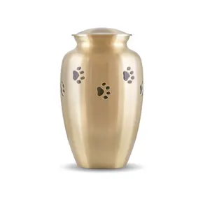 Hot selling antique finishing urn brass aluminium iron high quality pet paw jar ashes customized urn heart brass antique urn