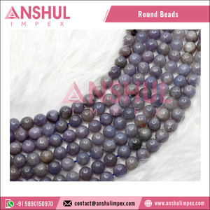 Anshul Impex, fabricant indien de perles en pierre naturelle, perles rondes en Lepidolite bleue de 8 mm pour la fabrication de bijoux, prix de gros - Product Image 3