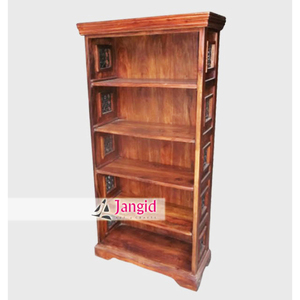 Estantería de Madera de 5 Niveles Estilo Vintage con Puerta Frontal Abierta, Mueble de Exhibición para Comedor, Armario, Muebles Indios - Product Image 6