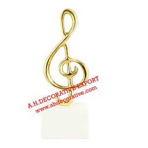 Escultura abstracta de aluminio decorativa de mesa para sala de estar, letrero de música, Decoración de mesa, conjunto de Escultura en Base de mármol - Product Image 2