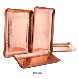 Tendencia de la industria, diseño martillado, acabado de cobre, forma ovalada, mesa de comedor para el hogar, bandeja decorativa de Metal para servir alimentos - Product Image 2