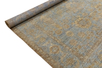 Handgefertigte Luxus-Teppiche aus feiner hellblauer Wolle, rutschfest, niedriger Flor, mittlere Dicke, oxidiert gewaschen, bestickte Teppiche mit floralem Schnittflor