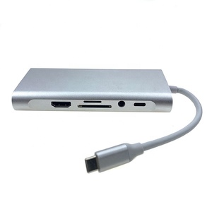 Hub USB3.1 Type C Premium Personalizzato 11 <span class=keywords><strong>in</strong></span> 1, da Type C a <span class=keywords><strong>HDMI</strong></span> <span class=keywords><strong>VGA</strong></span>, 4*USB 3.0, RJ45 100Mbps Gigabit, PD Audio, Docking Station SD/TF - Product Image 4