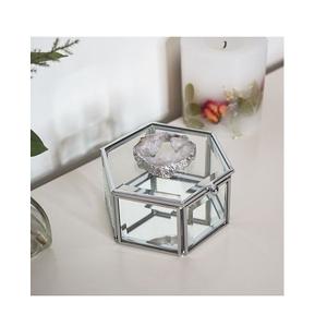 Tendance Design Hexagonal Forme Anneau Boîte En Métal Et En Verre Anneau Boîte Argent Couleur Anneau Boîte De Rangement Pour Les Meilleures Ventes - Product Image 1