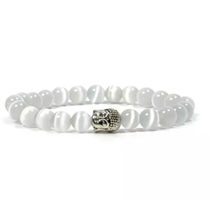 Selenite Beaded <b>Bracelet</b> Natural White Crystal Stretch <b>Bracelet</b> Spiritual Energy Jewelry Thoughtful Gift for Everyday Wear - Product Image 2