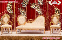 Ensemble de meubles de mariage en velours rouge à dossier haut, canapé et chaises à dossier haut rouges pour mariage, canapé et chaise rouge et or pour scène de mariage, Canada