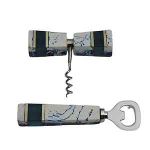 Abrebotellas de boda de Hotel de lujo con mango de Color de mármol de resina chapada en plata, logotipo de Color personalizado, Material metálico MOQ bajo de Venta caliente - Product Image 6