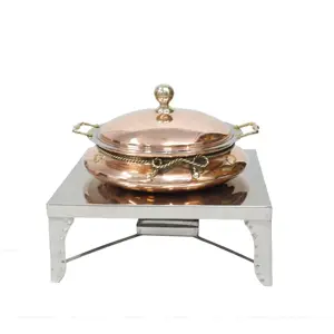 Royal Hotel Chef Equipment Stylish Chafing Dish Copper Plated Heavy Food Container Food Warmer Serving Dishes Hot Sale