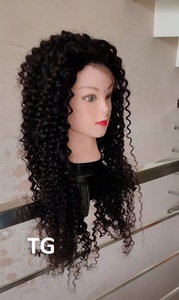 Perruque en cheveux humains bouclés profonds avec traitement vapeur, noir naturel, 20 pouces, avec closure 4x4, à prix de gros, fournisseur de cheveux indiens - Product Image 5