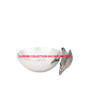 Cuencos decorativos de cerámica plateada de lujo para el hogar con envoltura de borde de hoja de latón estilo japonés multifuncional para ocasiones de fiesta - Product Image 1