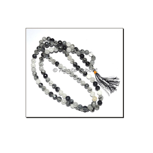 Jap Mala pour la prière, carreaux noirs en Quartz - Product Image 1