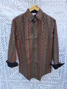 Camisa de tela estampada con bloque de mano de algodón de alta calidad con botones hacia arriba, cuello vuelto y camisa de manga larga para hombre, ropa informal para hombre - Product Image 2