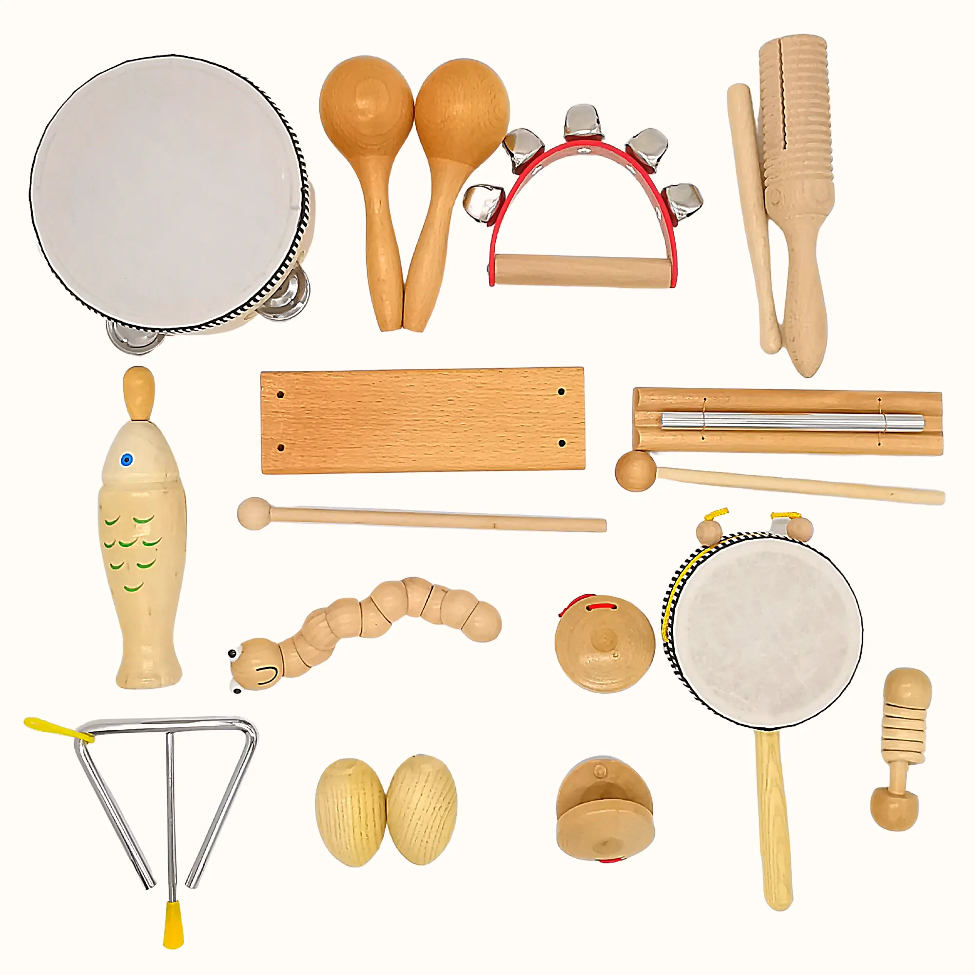 RTS JINGXUAN Natural Wooden Percussion Instruments Toy for Kids Preschool Educational Musical Toys Set for Boys and Girls