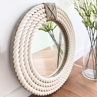 Miroir rond en corde tressée style bohème, jute mélangé, décoration murale classique traditionnelle, vente en gros au Vietnam