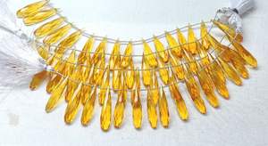 ลูกปัดทรงลูกแพร์เหลี่ยมเพชรพลอยควอทซ์ซิทรินขนาด6นิ้วหินสีเหลืองสำหรับเครื่องประดับ1เส้น - Product Image 4