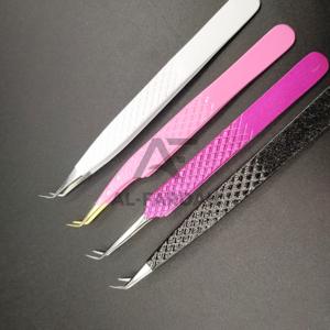 Pince à épiler pour extension de cils personnalisée Private Label Volume à angle de 45 degrés Pince à cils pointue en acier inoxydable massif à poignée diamantée - Product Image 5