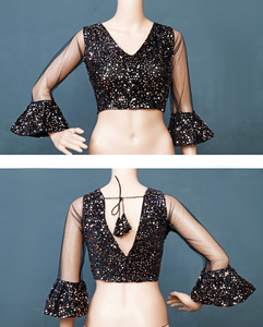 Blusa de estilo indio para mujer, blusa de trabajo con bordado de secuencia, ropa de fiesta de diseñador de boda - Product Image 5