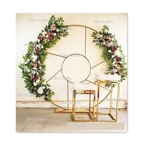 Toile de fond décorative de mariage en fer couleur or, taille personnalisée, arrangement de fleurs artificielles de la plus grande qualité - Product Image 6