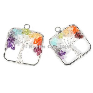 Shop for Chakra <b>Tree</b> Of Life Squer Pendant | Purchase Chakra <b>Tree</b> Of Life Squer Pendant - Product Image 1