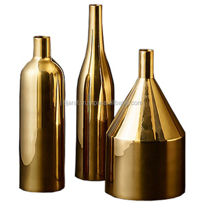 Wholesale Custom <b>Gold</b>-Finished Handmade Aluminum Contemporary Eco-Friendly Flower <b>Vase</b> for Wedding Home Hotel Decoration Custom - Product Image 1