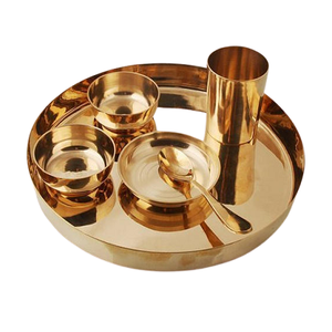 Thiết kế mới nhất Brass bát muỗng thủy tinh 5 cái thali Set với excluisve chất lượng tùy chỉnh kích thước thali thiết lập bởi nghệ thuật nhà - Product Image 5