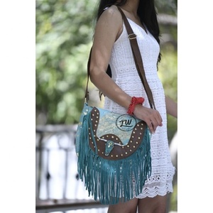 LW-Bolso de hombro de piel auténtica con borlas y calavera para mujer, bandolera con pasador - Product Image 1