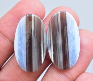 Cabujones de Gema Natural de ópalo azul, forma ovalada lisa, suelta, fabricación de joyas, precio al por mayor - Product Image 5