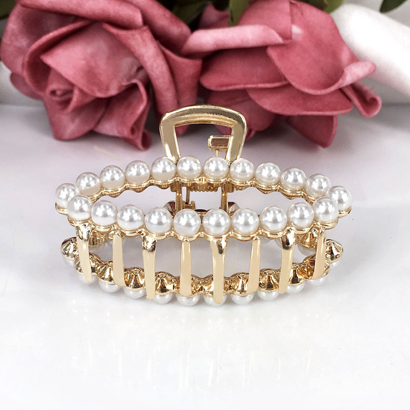 Корейская версия Новинка металлическая полая папка с искусственным жемчугом зажим для утконоса головной убор для девочек заколка для конского хвоста