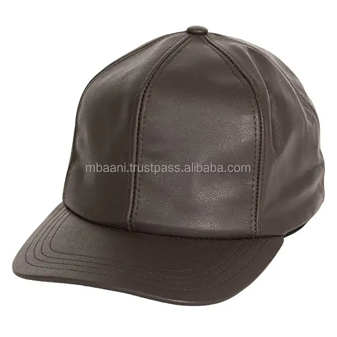 Schwarze Damen Kappe Kunstleder Cap schwarz Lederkappe aus Baseball Mütze black 