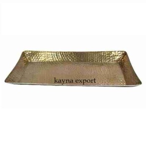 Bandeja de servicio de estilo martillado de Metal artesanal, uso Chapado en latón, propósito de regalo de boda y bandeja de Metal decorativa de mesa - Product Image 1