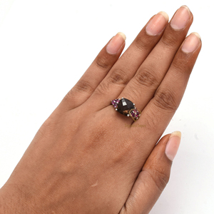 Haute qualité naturel Quartz fumé pierres précieuses bague de mariage en argent Sterling à la main coussin forme femmes bijoux en gros - Product Image 4